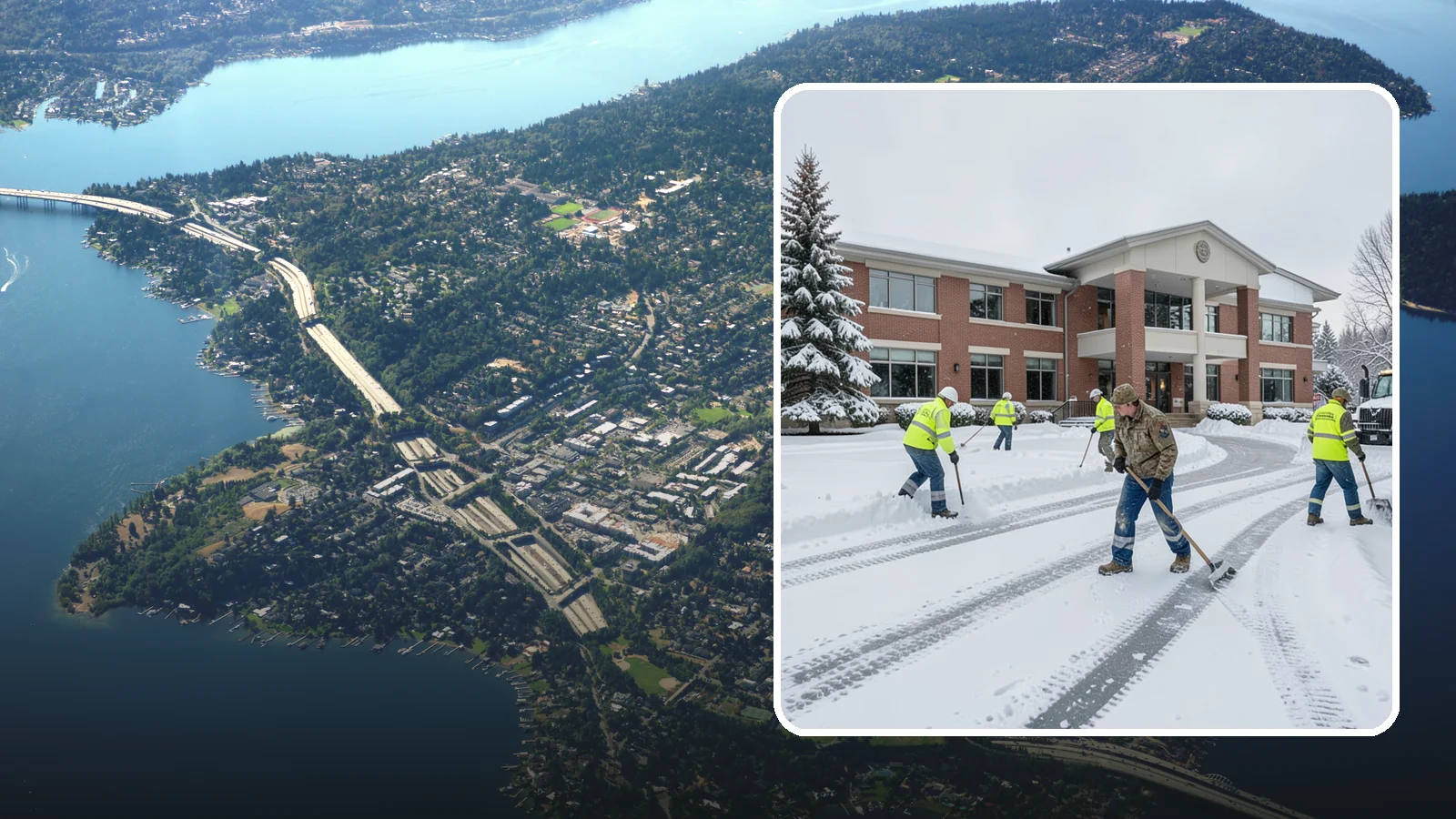 Government Building Snow Removal in Mercer Island, King County, WA - Public buildings must stay open and accessible, so we keep civic entrances, ADA routes, and public parking clear to code.