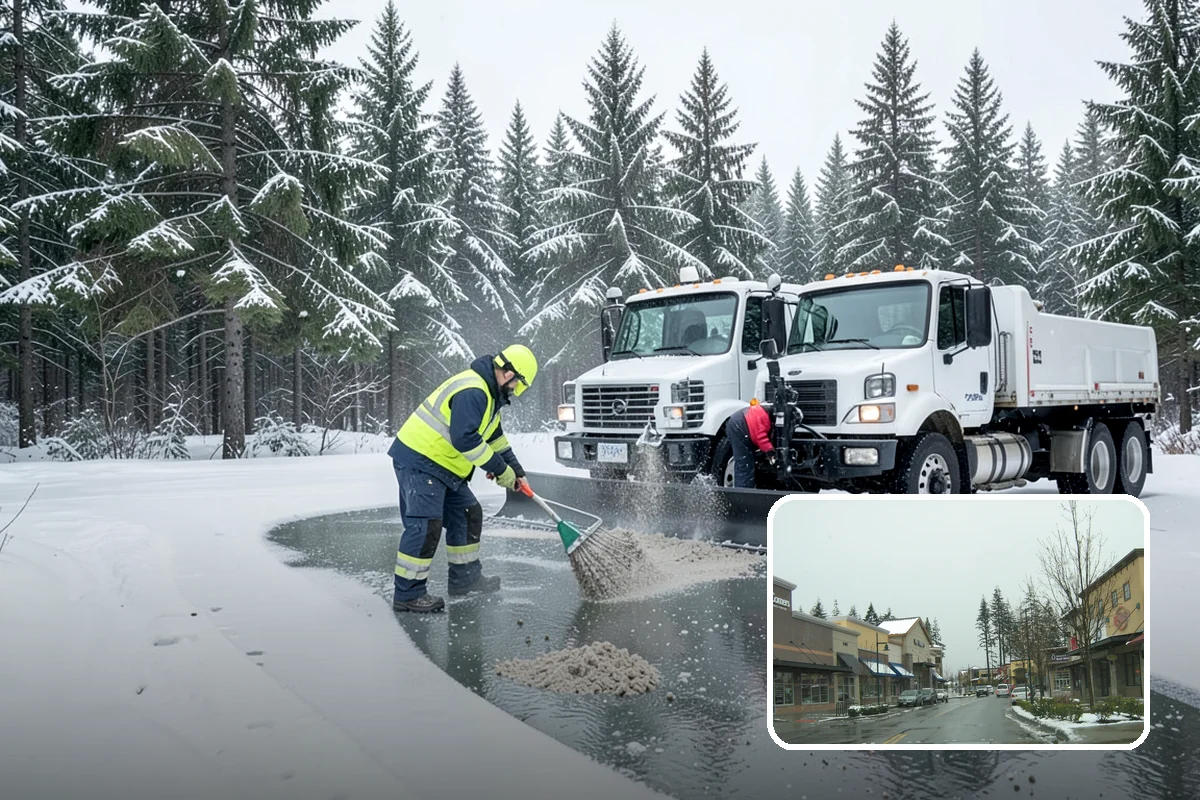 Government Building Snow Removal in Mill Creek, Snohomish County, WA - ADA entrances and accessible routes cleared to standard