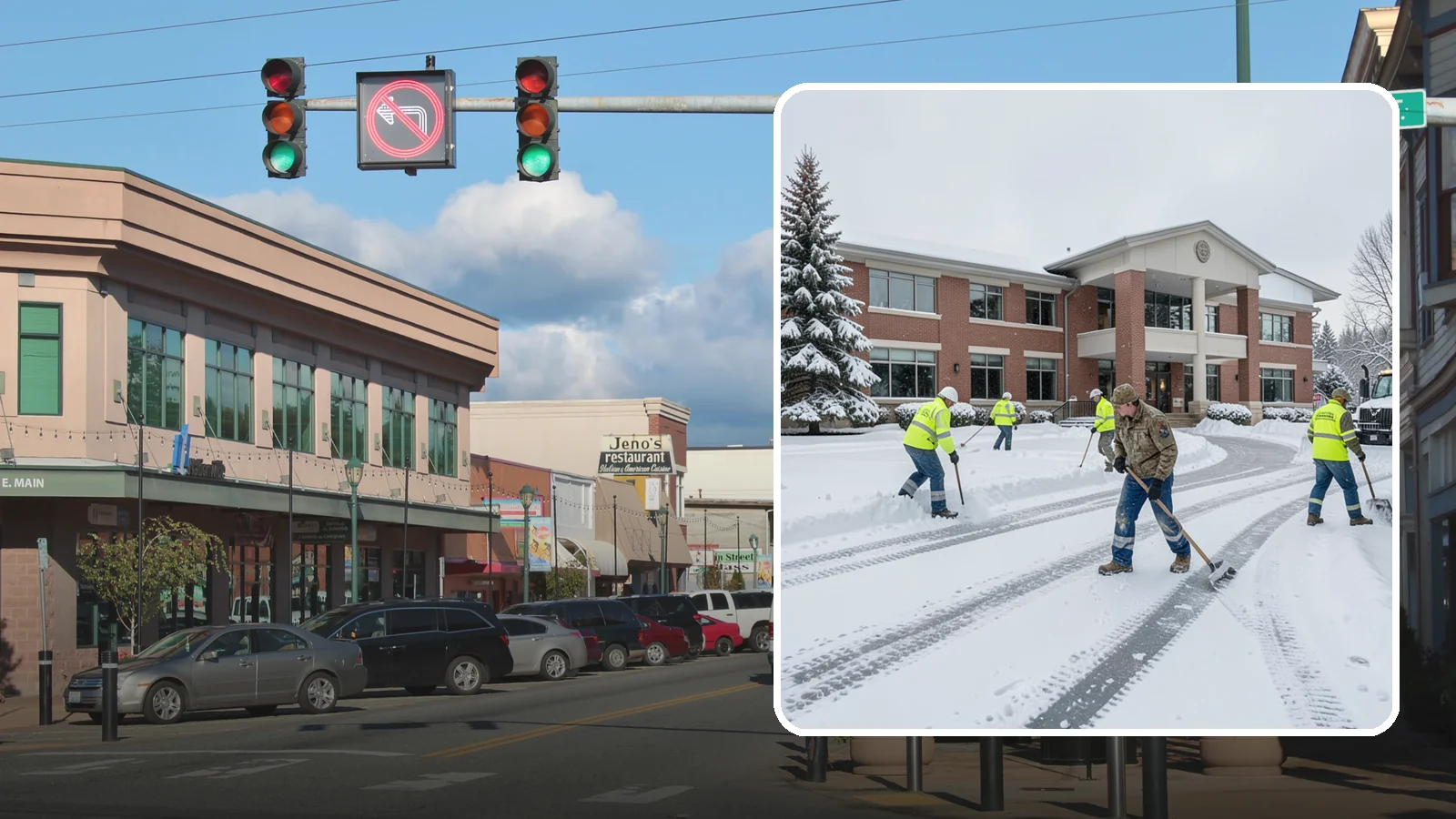 Government Building Snow Removal in Monroe, Snohomish County, WA - Public buildings must stay open and accessible, so we keep civic entrances, ADA routes, and public parking clear to code.