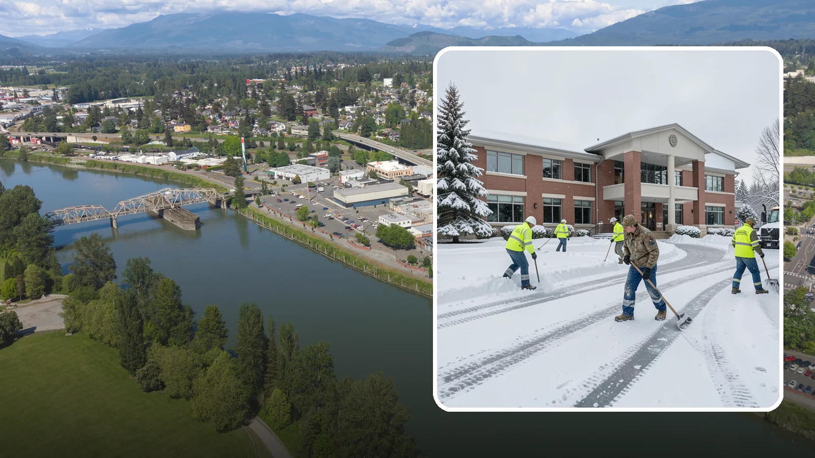Government Building Snow Removal in Mount Vernon, Skagit County, WA - Public buildings must stay open and accessible, so we keep civic entrances, ADA routes, and public parking clear to code.