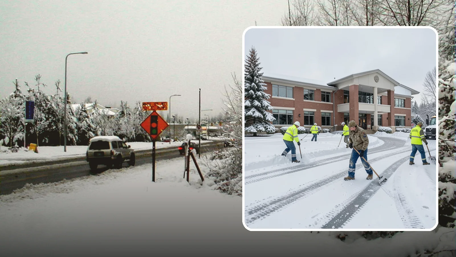 Government Building Snow Removal in Newcastle, King County, WA - Public buildings must stay open and accessible, so we keep civic entrances, ADA routes, and public parking clear to code.