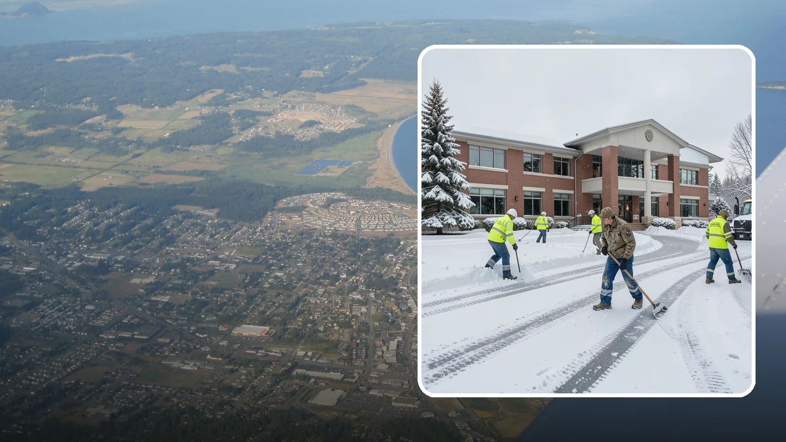Government Building Snow Removal in Oak Harbor, Island County, WA - Public buildings must stay open and accessible, so we keep civic entrances, ADA routes, and public parking clear to code.