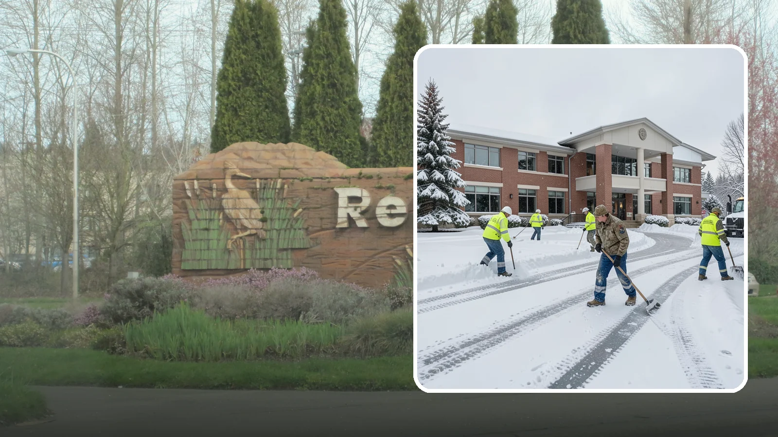 Government Building Snow Removal in Renton, King County, WA - Public buildings must stay open and accessible, so we keep civic entrances, ADA routes, and public parking clear to code.