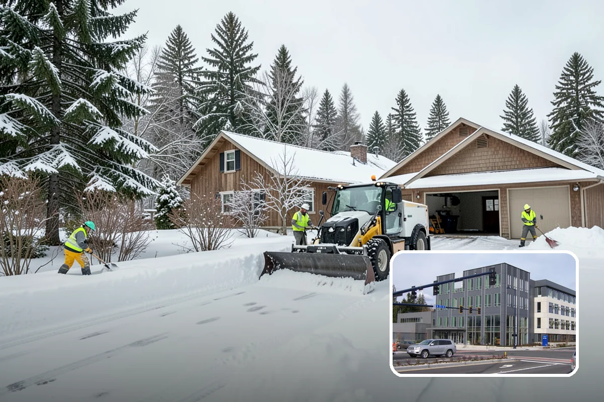 Government Building Snow Removal in Shoreline, King County, WA - ADA entrances and accessible routes cleared to standard