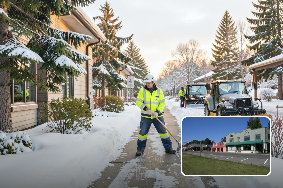 Government Building Snow Removal in Snoqualmie, King County, WA - ADA entrances and accessible routes cleared to standard