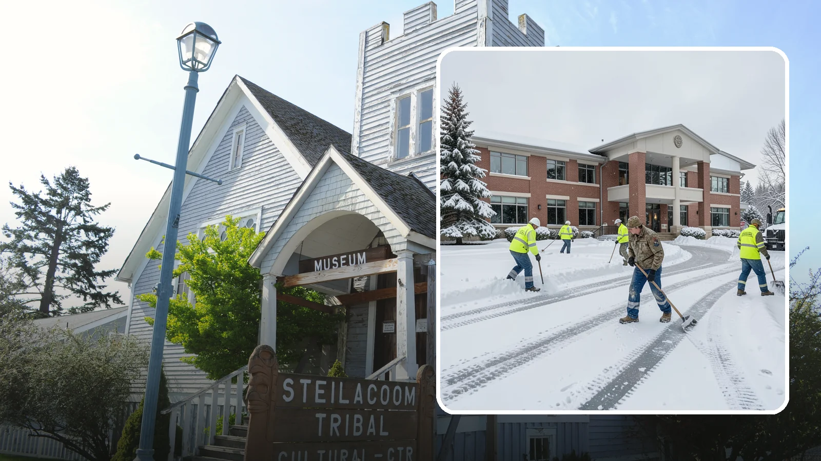 Government Building Snow Removal in Steilacoom, Pierce County, WA - Public buildings must stay open and accessible, so we keep civic entrances, ADA routes, and public parking clear to code.