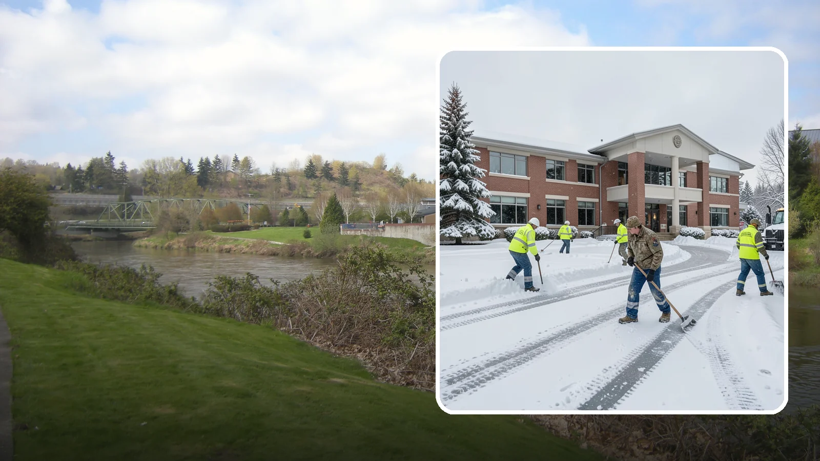 Government Building Snow Removal in Tukwila, King County, WA - Public buildings must stay open and accessible, so we keep civic entrances, ADA routes, and public parking clear to code.