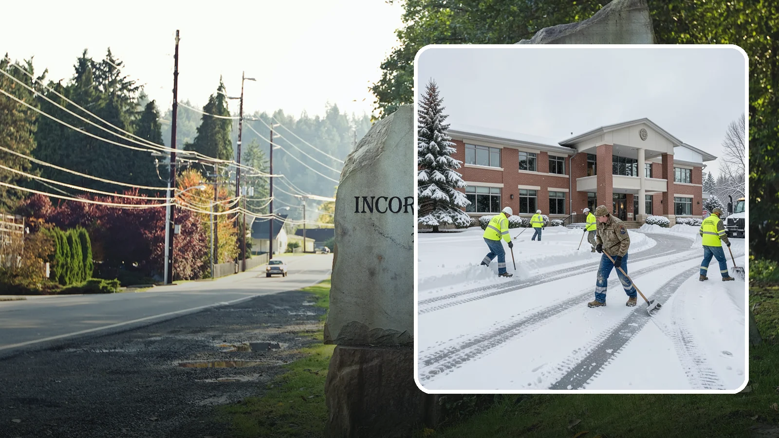 Government Building Snow Removal in Wilkeson, Pierce County, WA - Public buildings must stay open and accessible, so we keep civic entrances, ADA routes, and public parking clear to code.