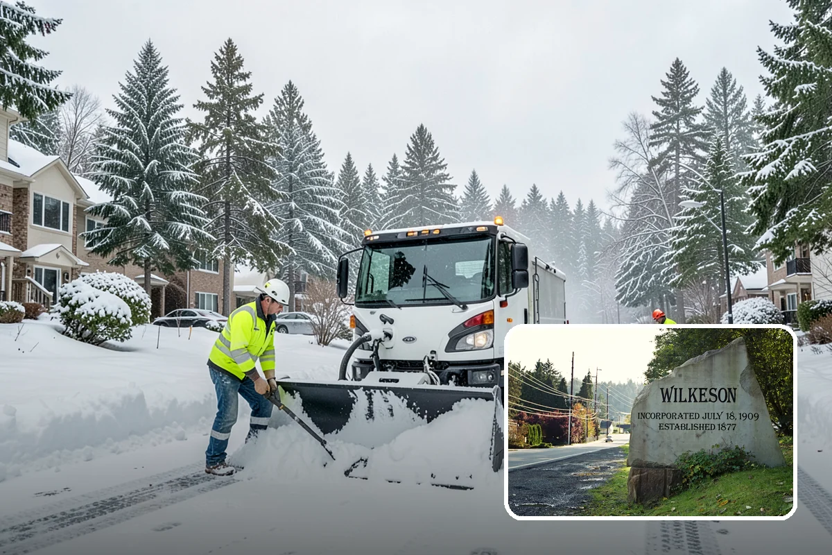 Government Building Snow Removal in Wilkeson, Pierce County, WA - ADA entrances and accessible routes cleared to standard