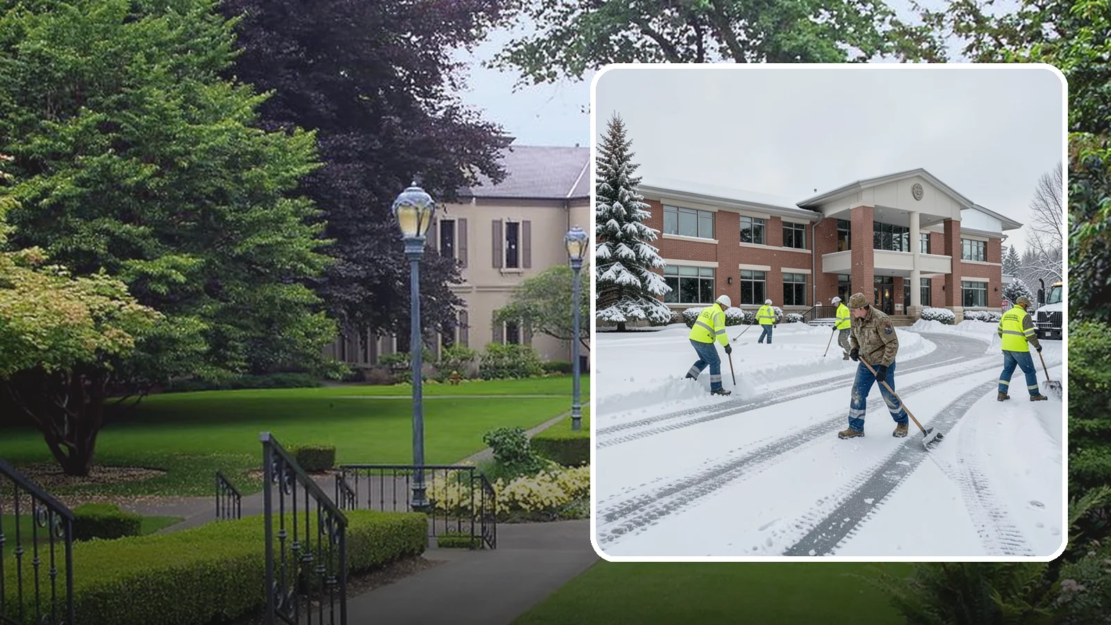 Government Building Snow Removal in Woodinville, King County, WA - Public buildings must stay open and accessible, so we keep civic entrances, ADA routes, and public parking clear to code.