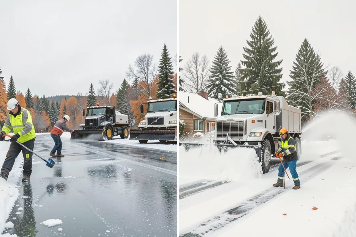 Gravel Driveway Snow Removal in Bellevue, King County, WA - We set plow shoes to ride above the gravel