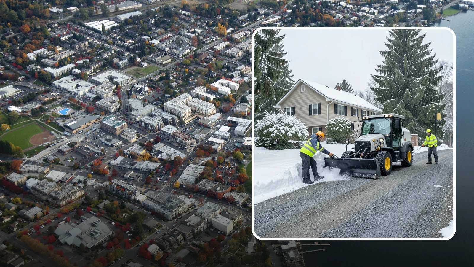 Gravel Driveway Snow Removal in Kirkland, King County, WA - We clear gravel driveways carefully to remove snow without scattering your loose surface.