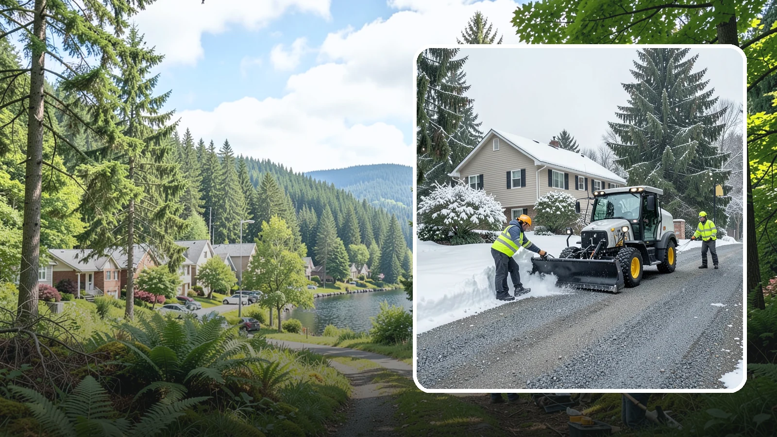 Gravel Driveway Snow Removal in Lake Forest Park, King County, WA - We clear gravel driveways carefully to remove snow without scattering your loose surface.
