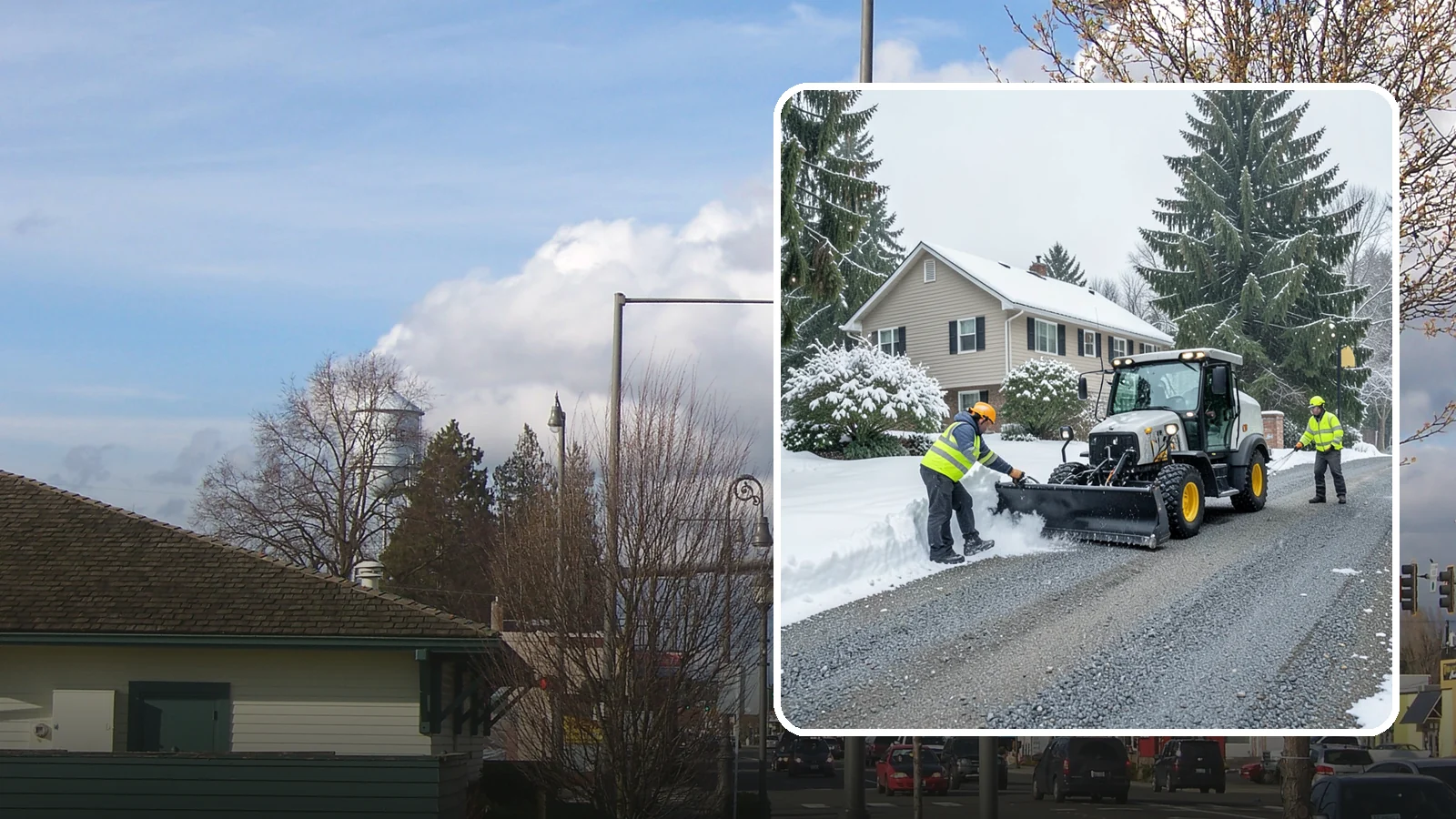 Gravel Driveway Snow Removal in Marysville, Snohomish County, WA - We clear gravel driveways carefully to remove snow without scattering your loose surface.