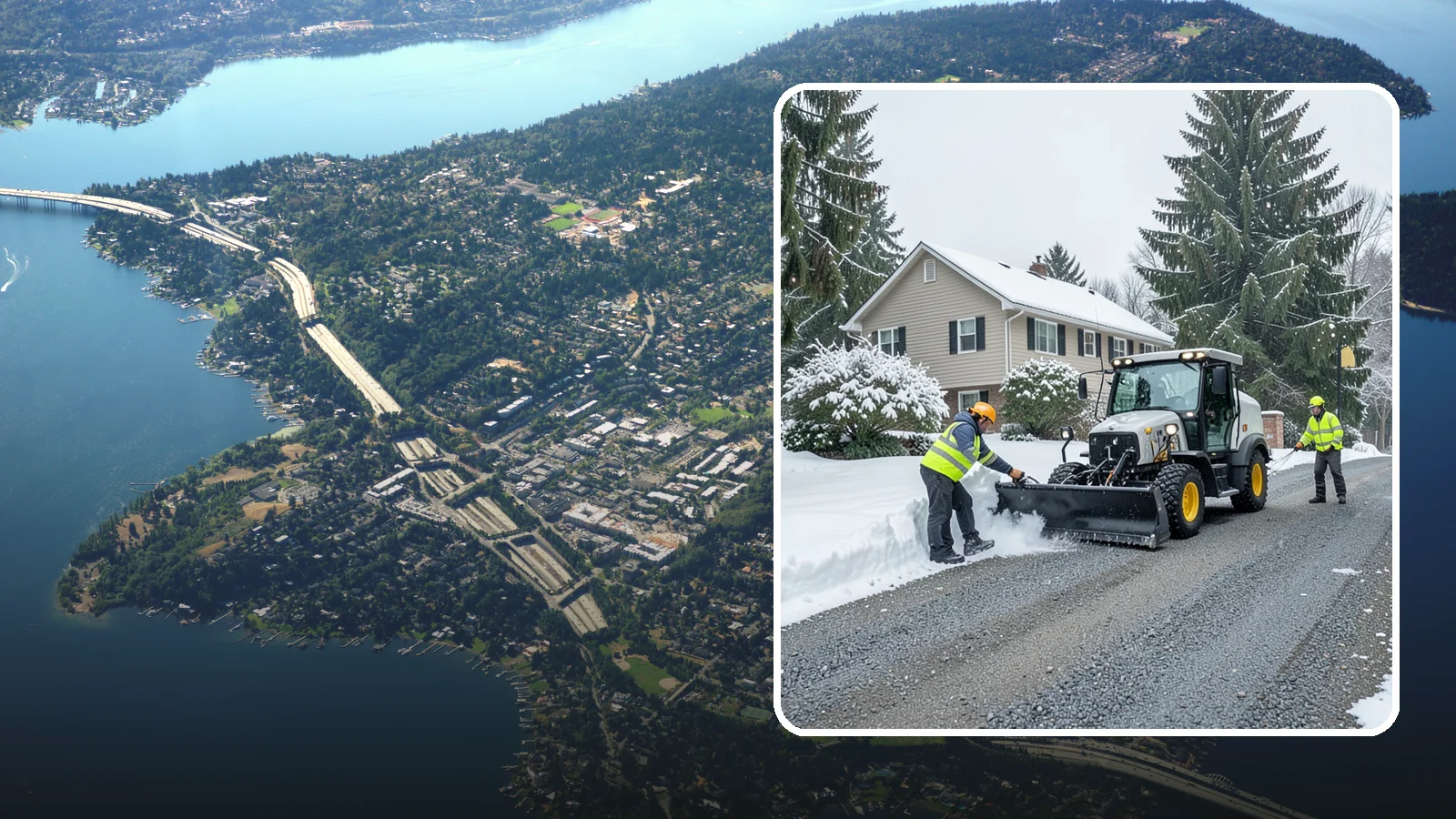 Gravel Driveway Snow Removal in Mercer Island, King County, WA - We clear gravel driveways carefully to remove snow without scattering your loose surface.