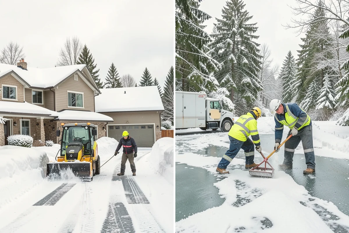 Gravel Driveway Snow Removal in Newcastle, King County, WA - We set plow shoes to ride above the gravel