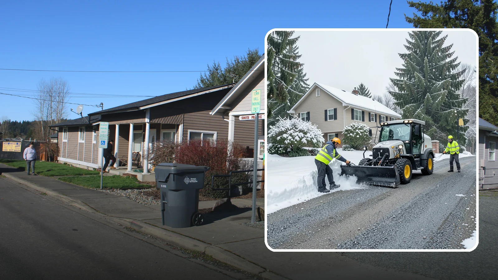Gravel Driveway Snow Removal in South Prairie, Pierce County, WA - We clear gravel driveways carefully to remove snow without scattering your loose surface.