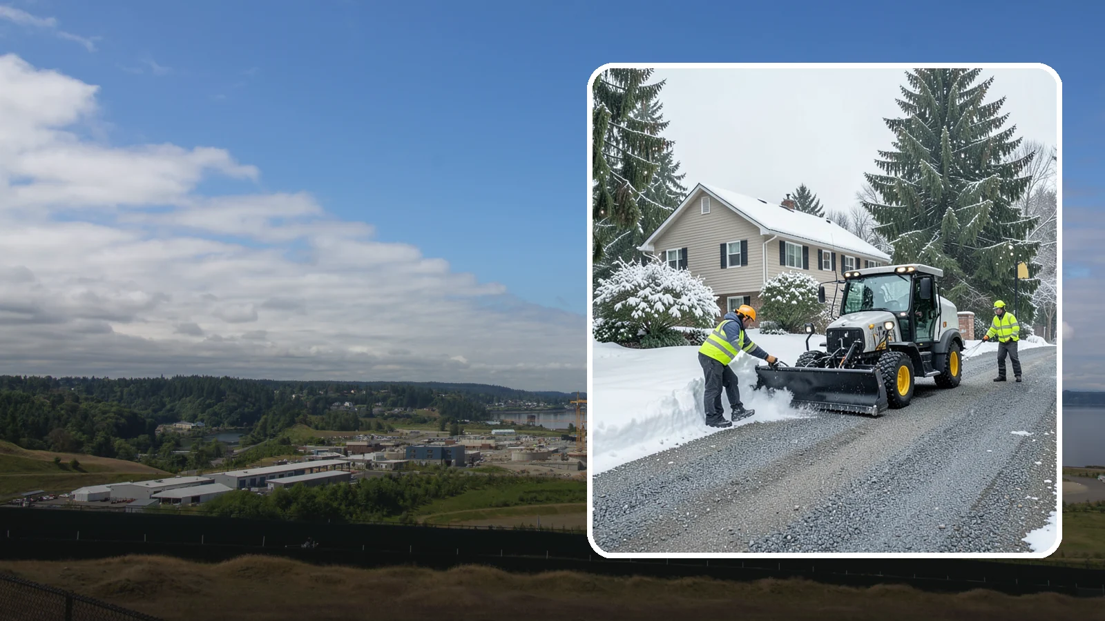 Gravel Driveway Snow Removal in University Place, Pierce County, WA - We clear gravel driveways carefully to remove snow without scattering your loose surface.