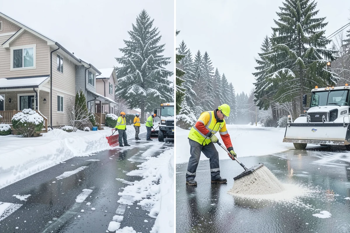 Gravel Driveway Snow Removal in Wilkeson, Pierce County, WA - We set plow shoes to ride above the gravel