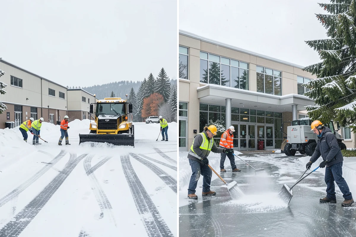 Gravel Driveway Snow Removal in Woodinville, King County, WA - We set plow shoes to ride above the gravel