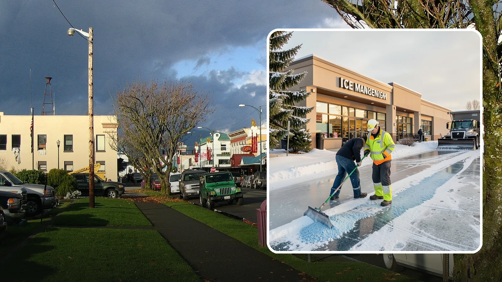 Grocery Store Deicing in Arlington, Snohomish County, WA - Deicing for grocery stores, keeping entrances, cart corrals, and loaded-customer paths safe during peak winter shopping.
