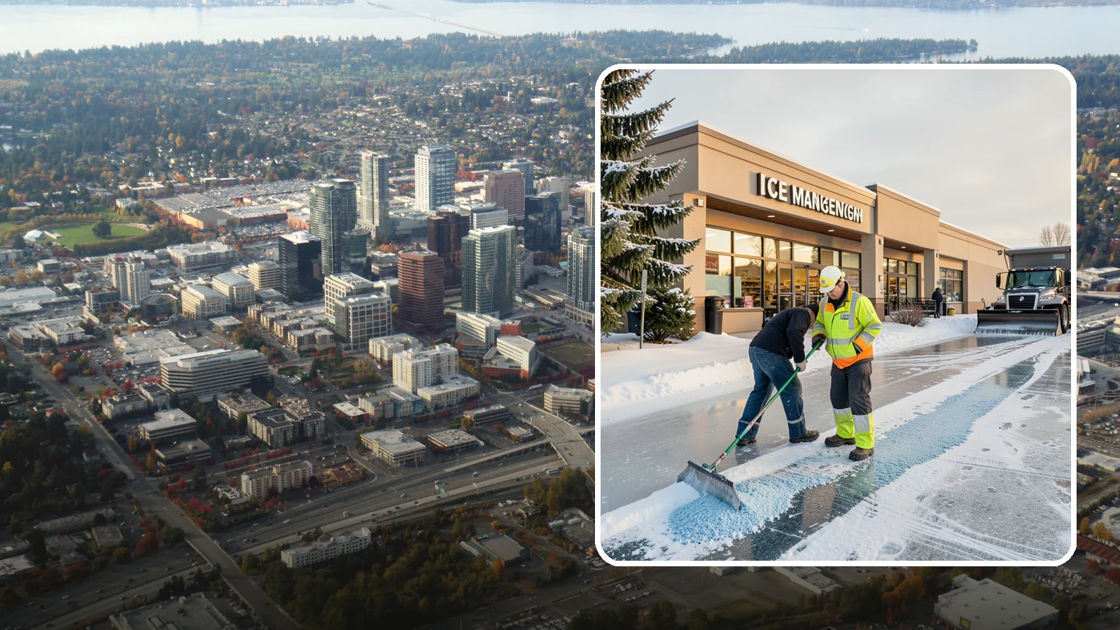 Grocery Store Deicing in Bellevue, King County, WA - Deicing for grocery stores, keeping entrances, cart corrals, and loaded-customer paths safe during peak winter shopping.