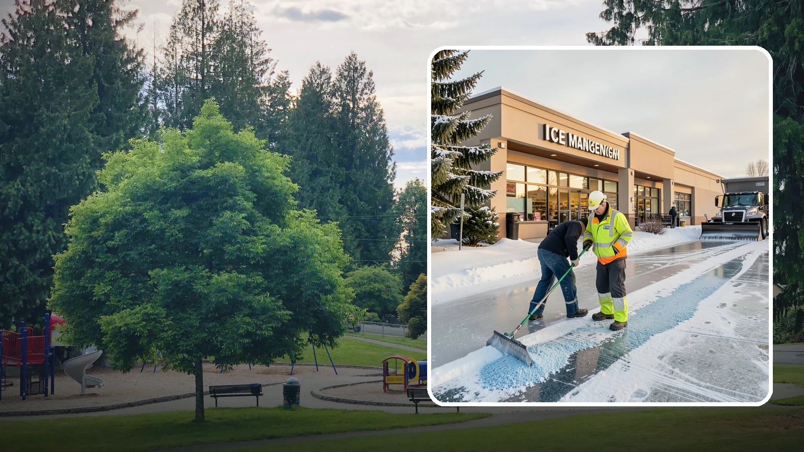Grocery Store Deicing in Bonney Lake, Pierce County, WA - Deicing for grocery stores, keeping entrances, cart corrals, and loaded-customer paths safe during peak winter shopping.