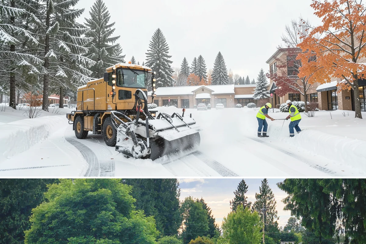 Grocery Store Deicing in Bonney Lake, Pierce County, WA - Deicing runs the winter grocery season, peaking during the freezing-rain days when stores fill ahead of a lowland cold snap.