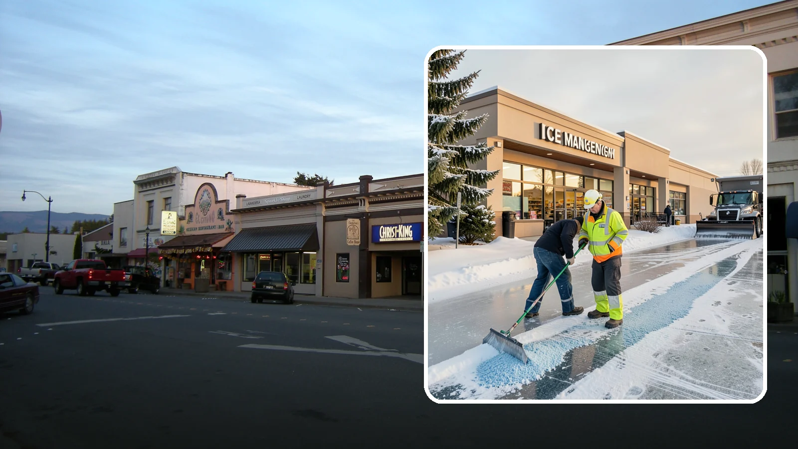 Grocery Store Deicing in Burlington, Skagit County, WA - Deicing for grocery stores, keeping entrances, cart corrals, and loaded-customer paths safe during peak winter shopping.
