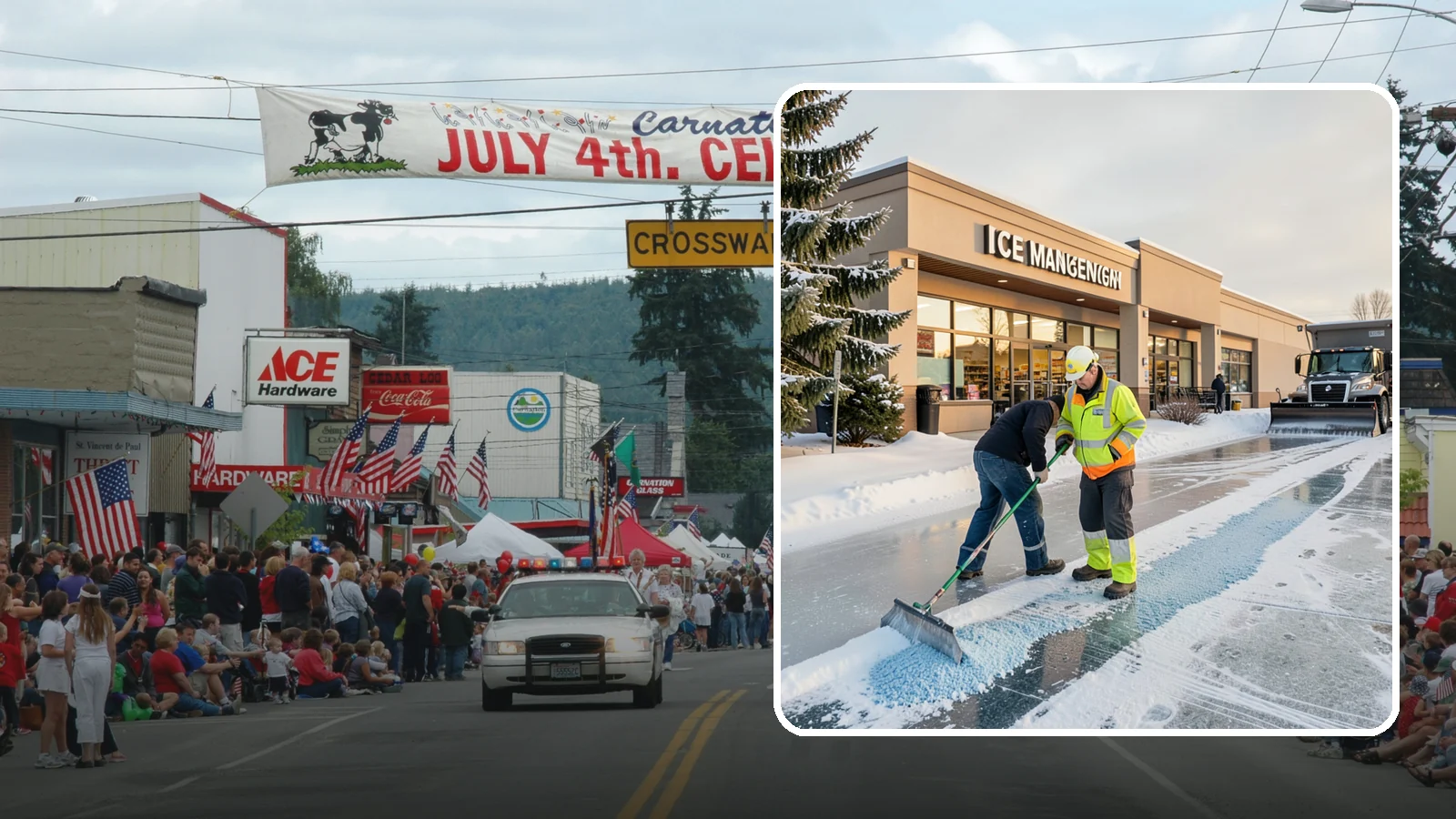 Grocery Store Deicing in Carnation, King County, WA - Deicing for grocery stores, keeping entrances, cart corrals, and loaded-customer paths safe during peak winter shopping.