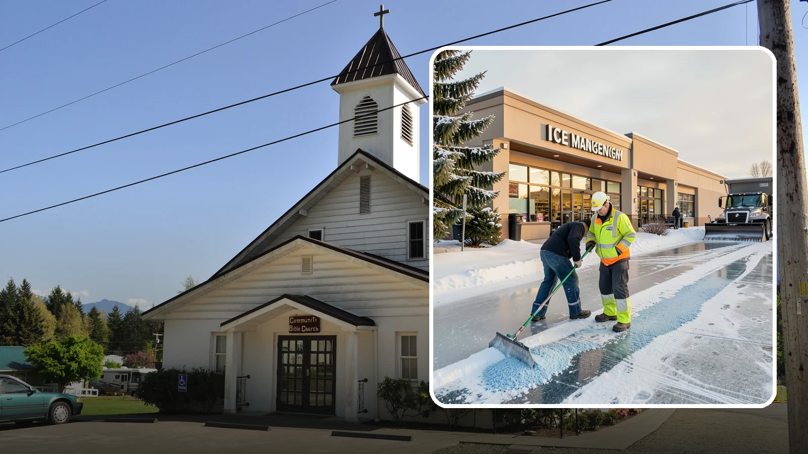 Grocery Store Deicing in Concrete, Skagit County, WA - Deicing for grocery stores, keeping entrances, cart corrals, and loaded-customer paths safe during peak winter shopping.