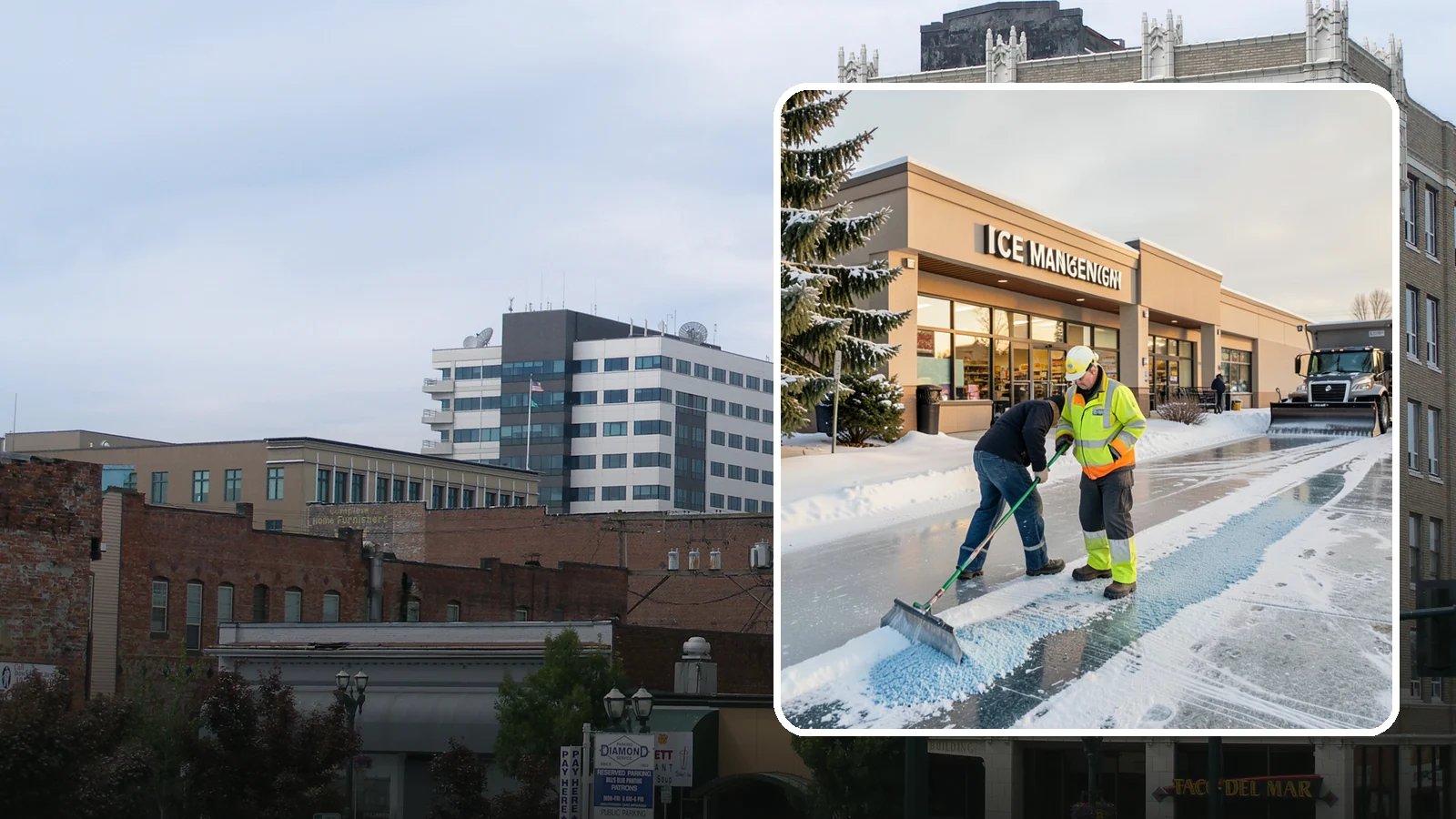 Grocery Store Deicing in Everett, Snohomish County, WA - Deicing for grocery stores, keeping entrances, cart corrals, and loaded-customer paths safe during peak winter shopping.