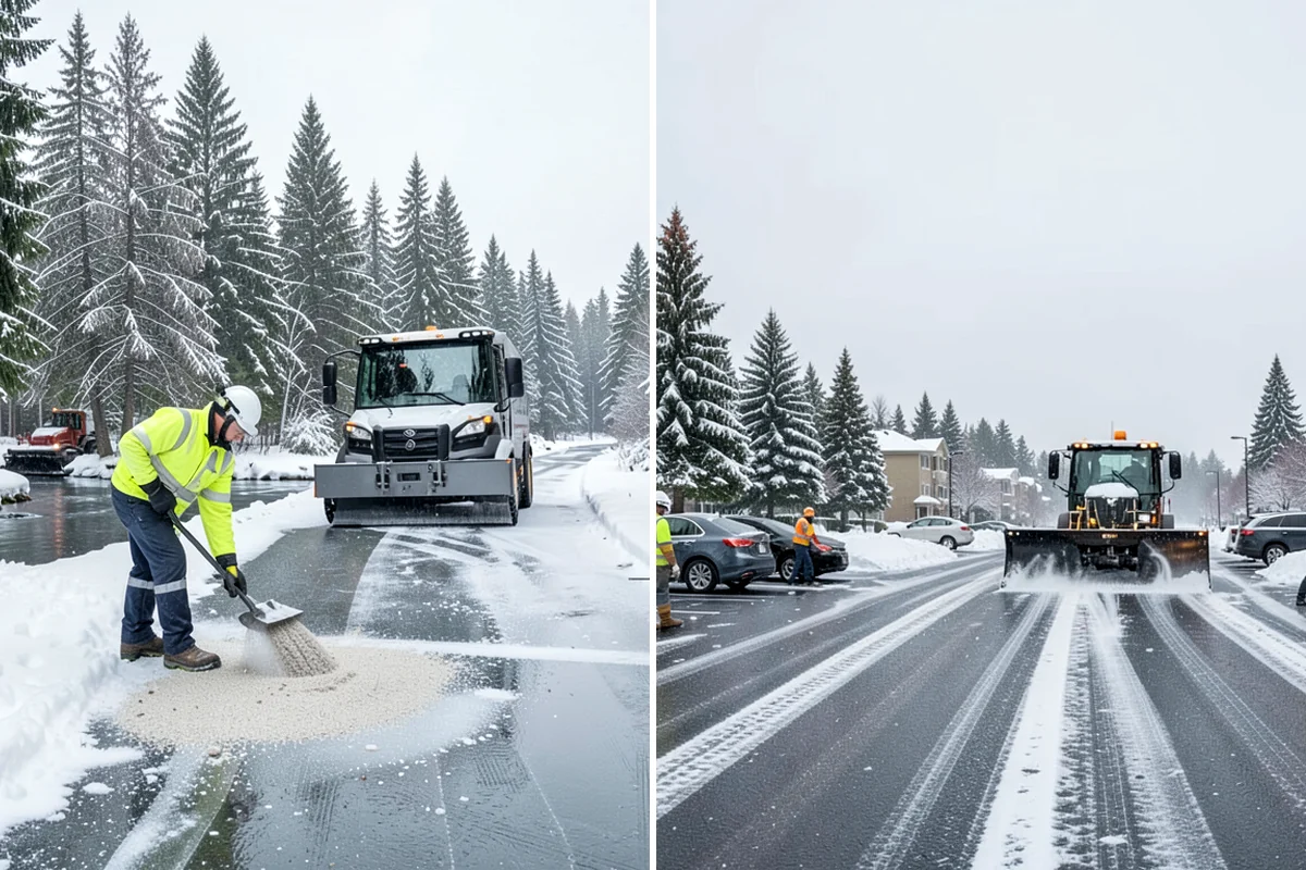 Grocery Store Deicing in Everett, Snohomish County, WA - Map the entrance approach, cart corrals, and crosswalks
