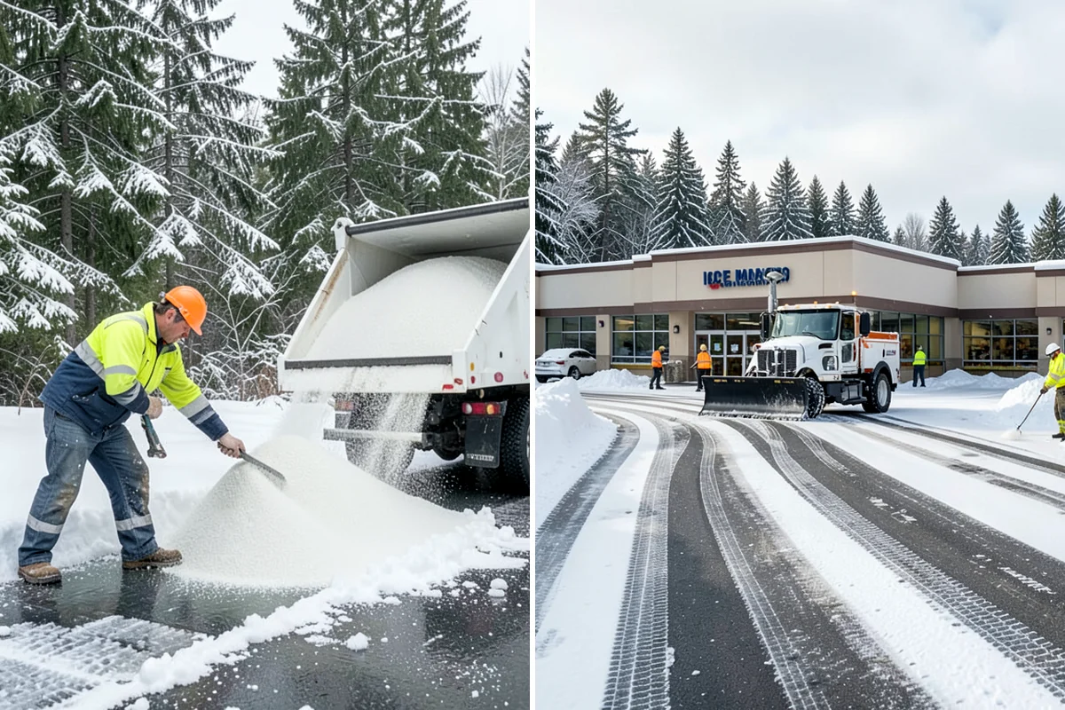 Grocery Store Deicing in Federal Way, King County, WA - Map the entrance approach, cart corrals, and crosswalks
