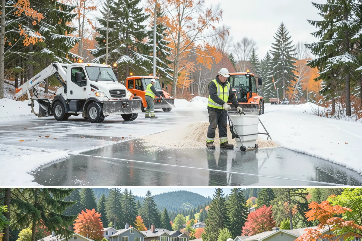 Grocery Store Deicing in Fircrest, Pierce County, WA - Deicing runs the winter grocery season, peaking during the freezing-rain days when stores fill ahead of a lowland cold snap.