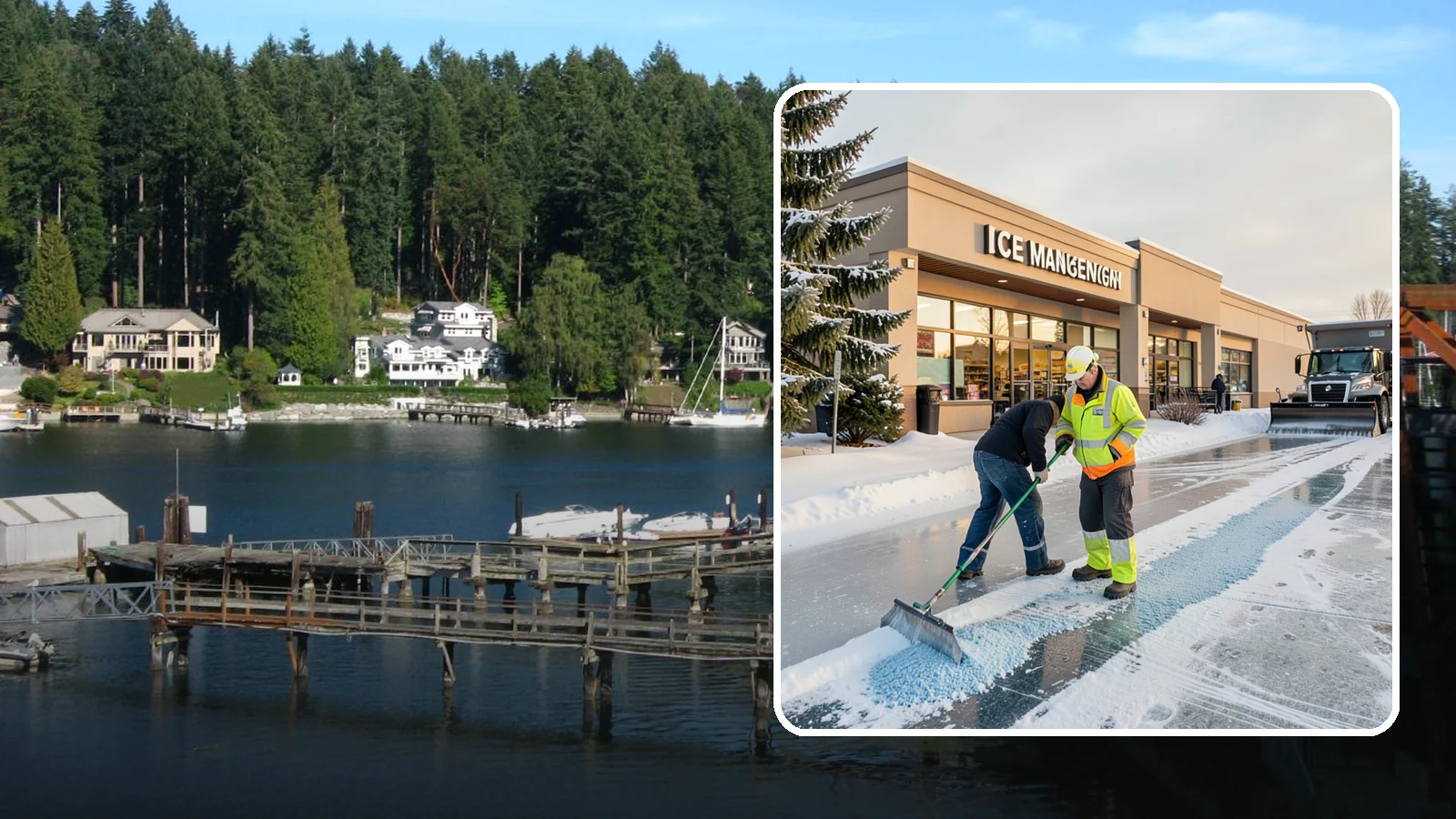 Grocery Store Deicing in Gig Harbor, Pierce County, WA - Deicing for grocery stores, keeping entrances, cart corrals, and loaded-customer paths safe during peak winter shopping.