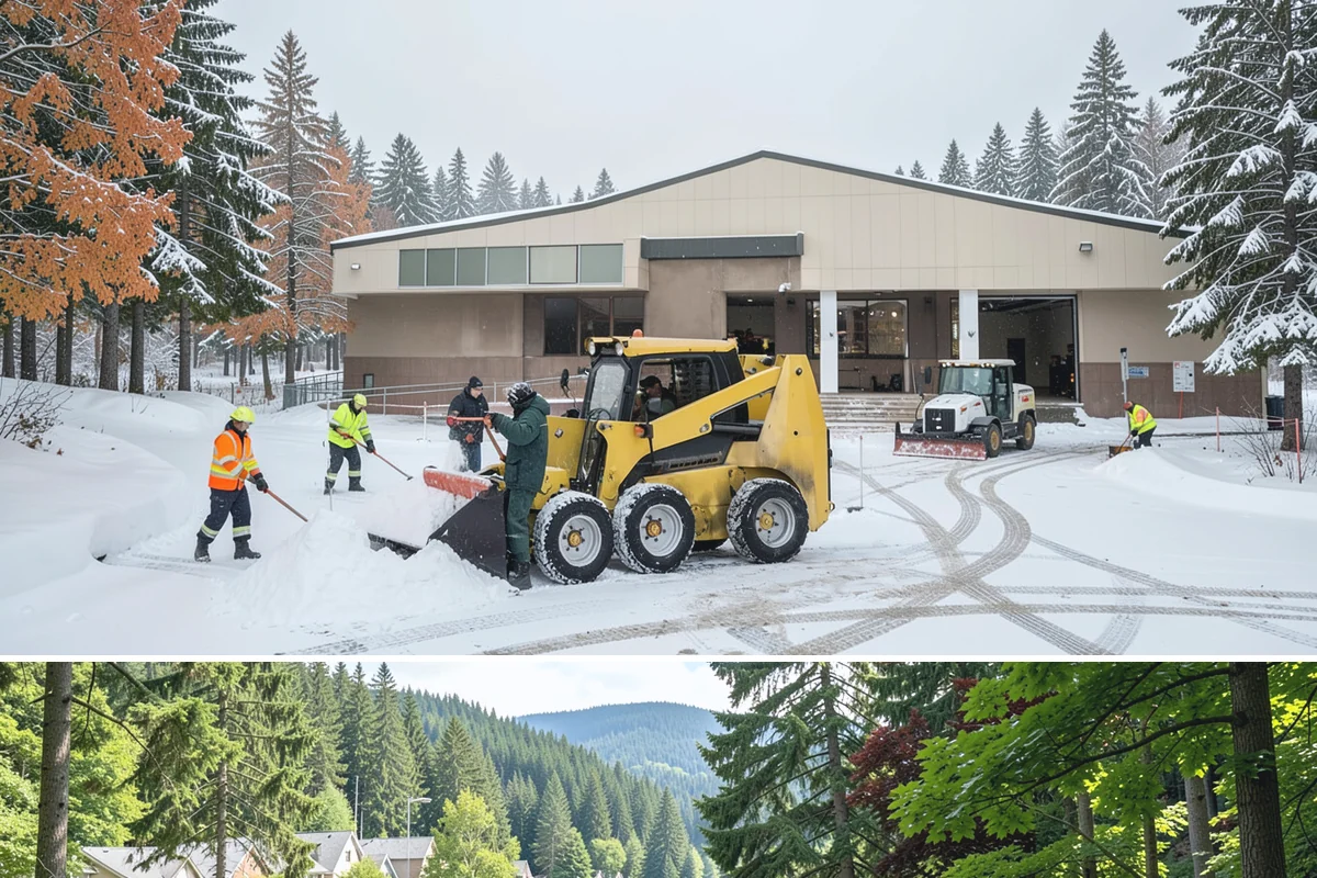Grocery Store Deicing in Lake Forest Park, King County, WA - Deicing runs the winter grocery season, peaking during the freezing-rain days when stores fill ahead of a lowland cold snap.
