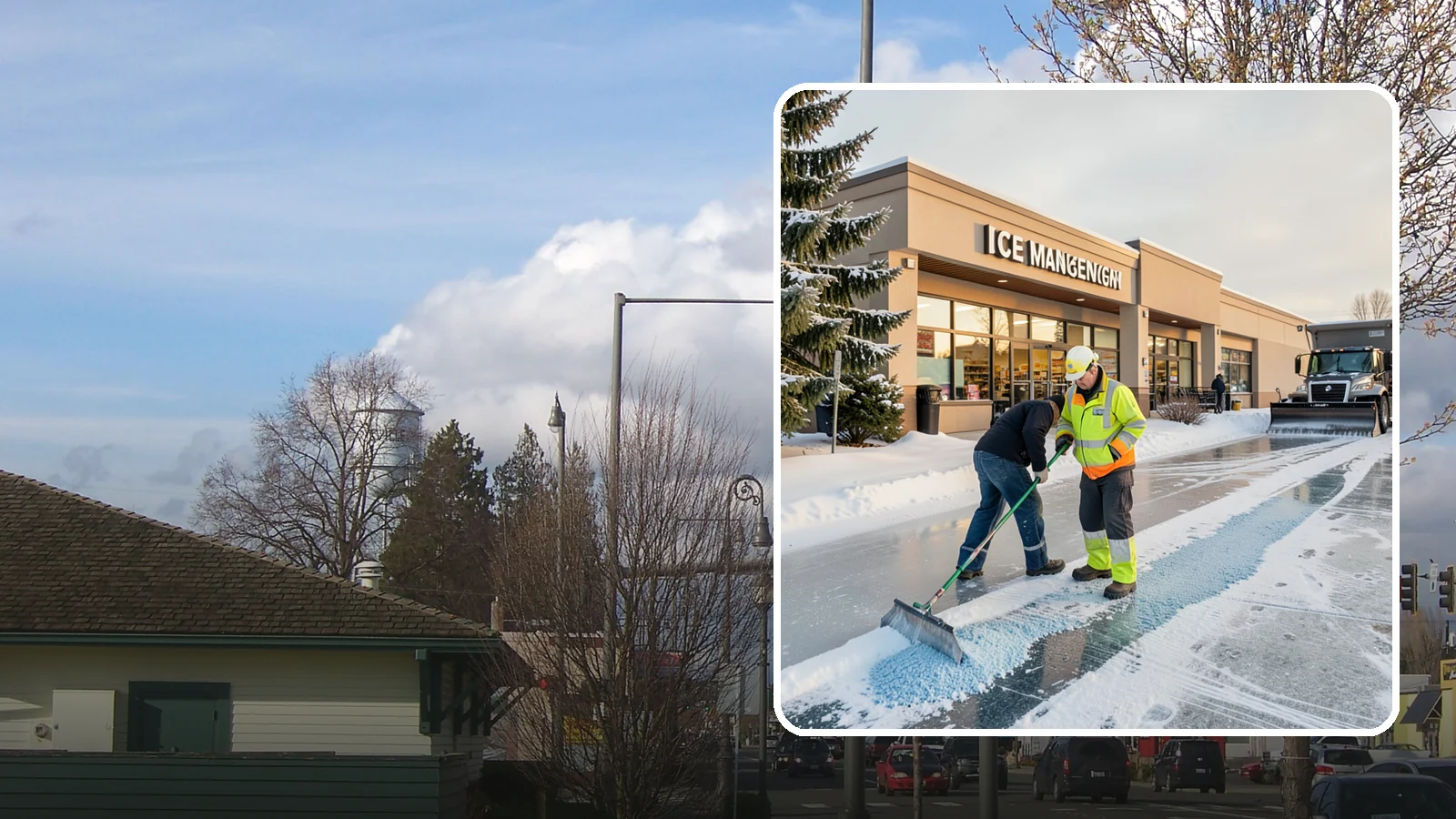 Grocery Store Deicing in Marysville, Snohomish County, WA - Deicing for grocery stores, keeping entrances, cart corrals, and loaded-customer paths safe during peak winter shopping.
