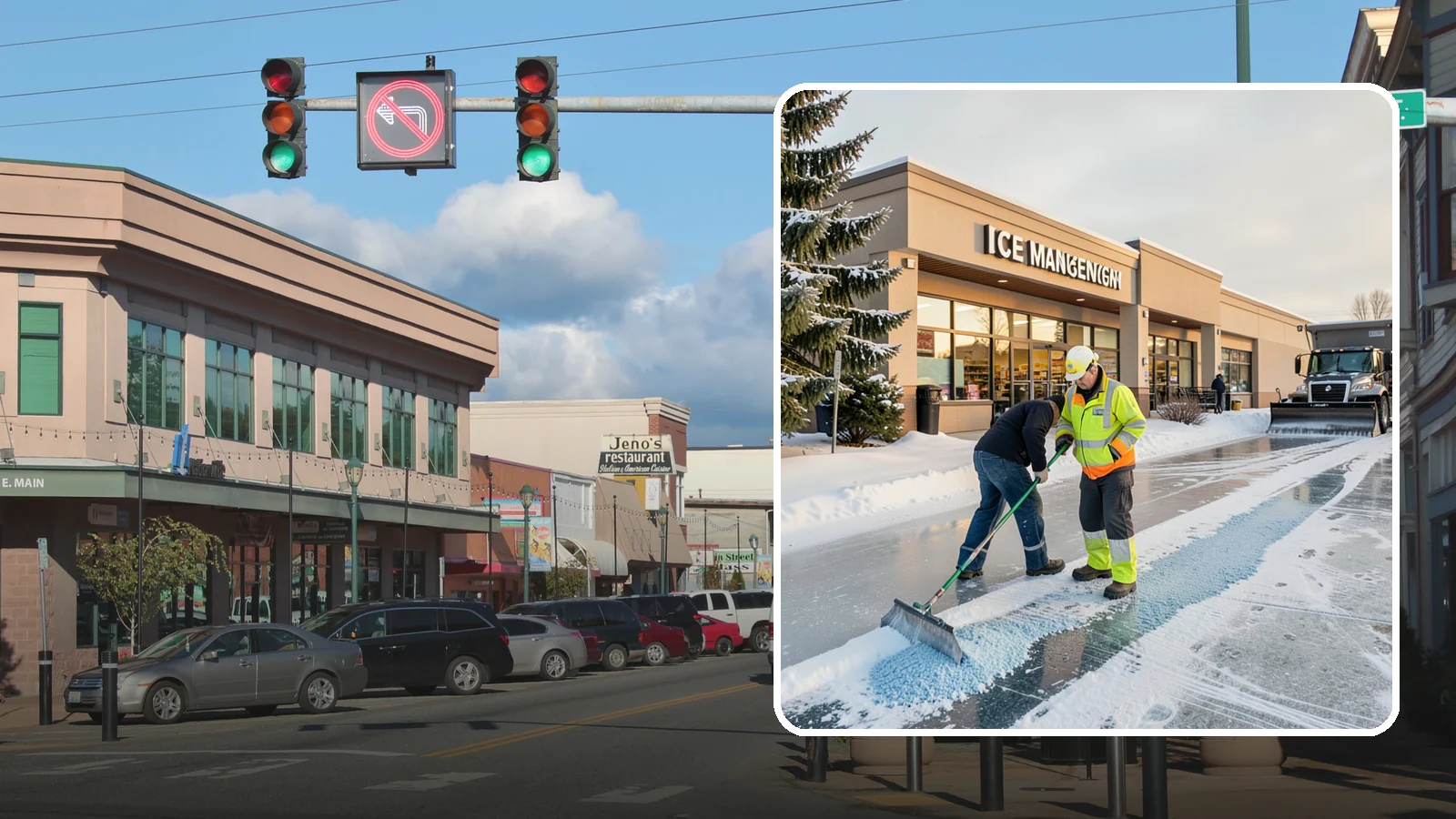 Grocery Store Deicing in Monroe, Snohomish County, WA - Deicing for grocery stores, keeping entrances, cart corrals, and loaded-customer paths safe during peak winter shopping.