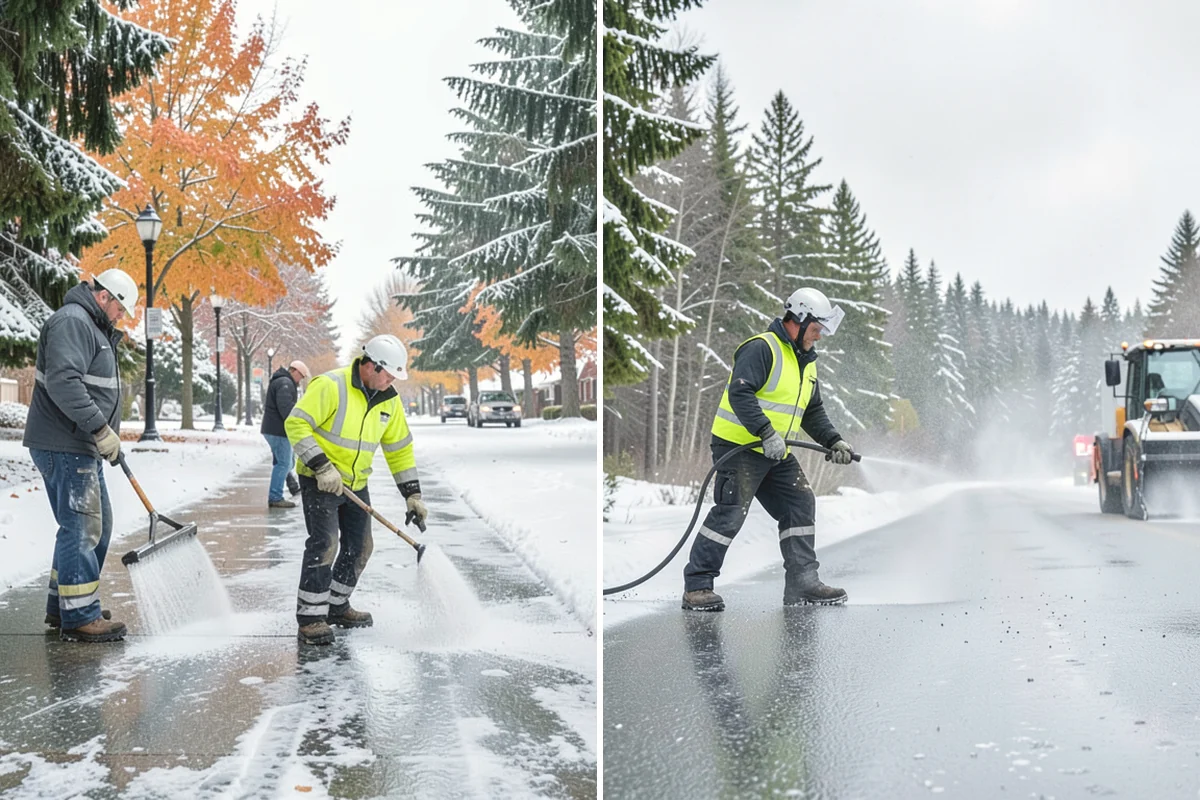 Grocery Store Deicing in Monroe, Snohomish County, WA - Map the entrance approach, cart corrals, and crosswalks