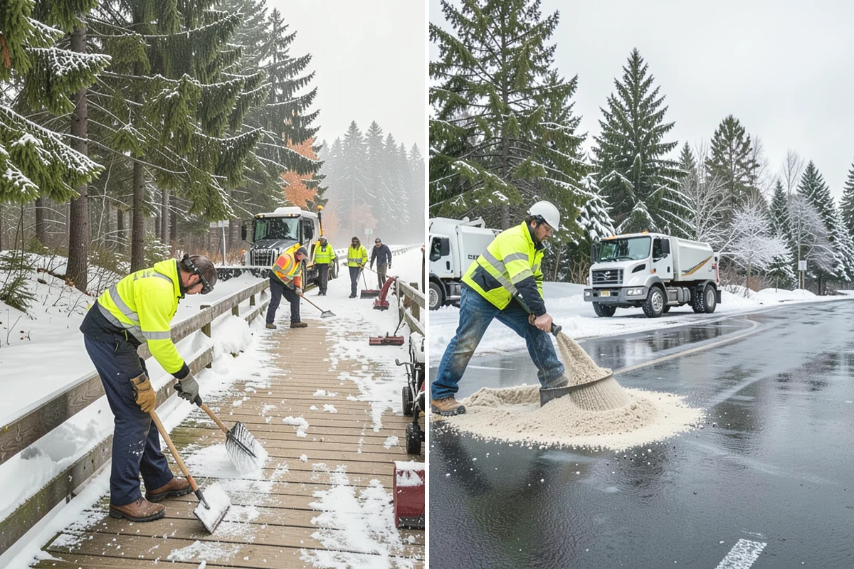 Grocery Store Deicing in Mukilteo, Snohomish County, WA - Map the entrance approach, cart corrals, and crosswalks