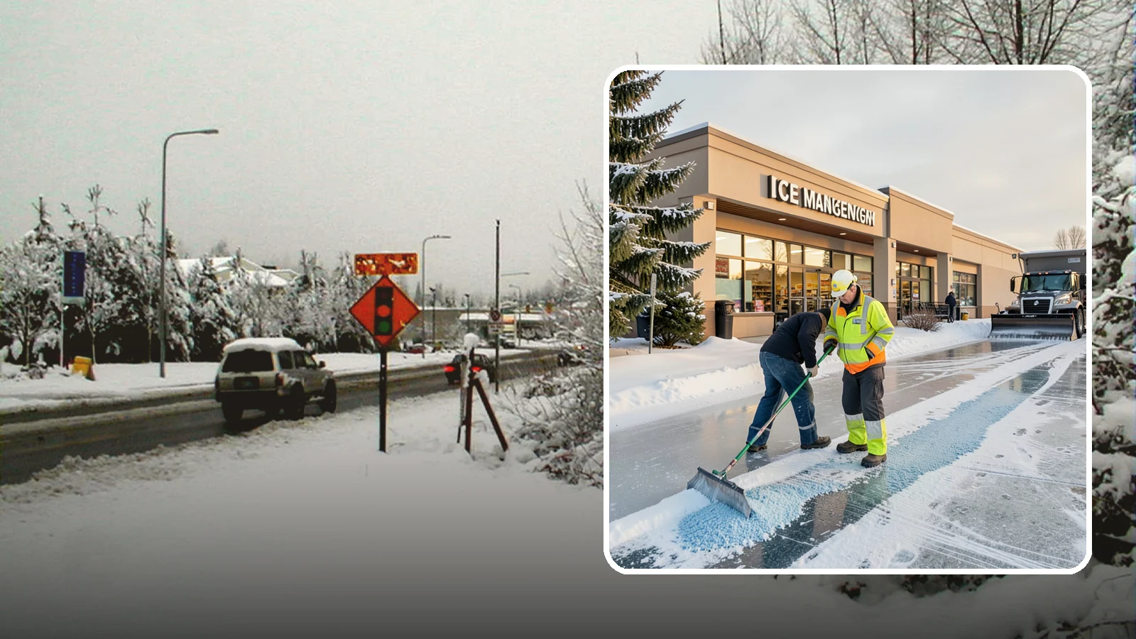 Grocery Store Deicing in Newcastle, King County, WA - Deicing for grocery stores, keeping entrances, cart corrals, and loaded-customer paths safe during peak winter shopping.