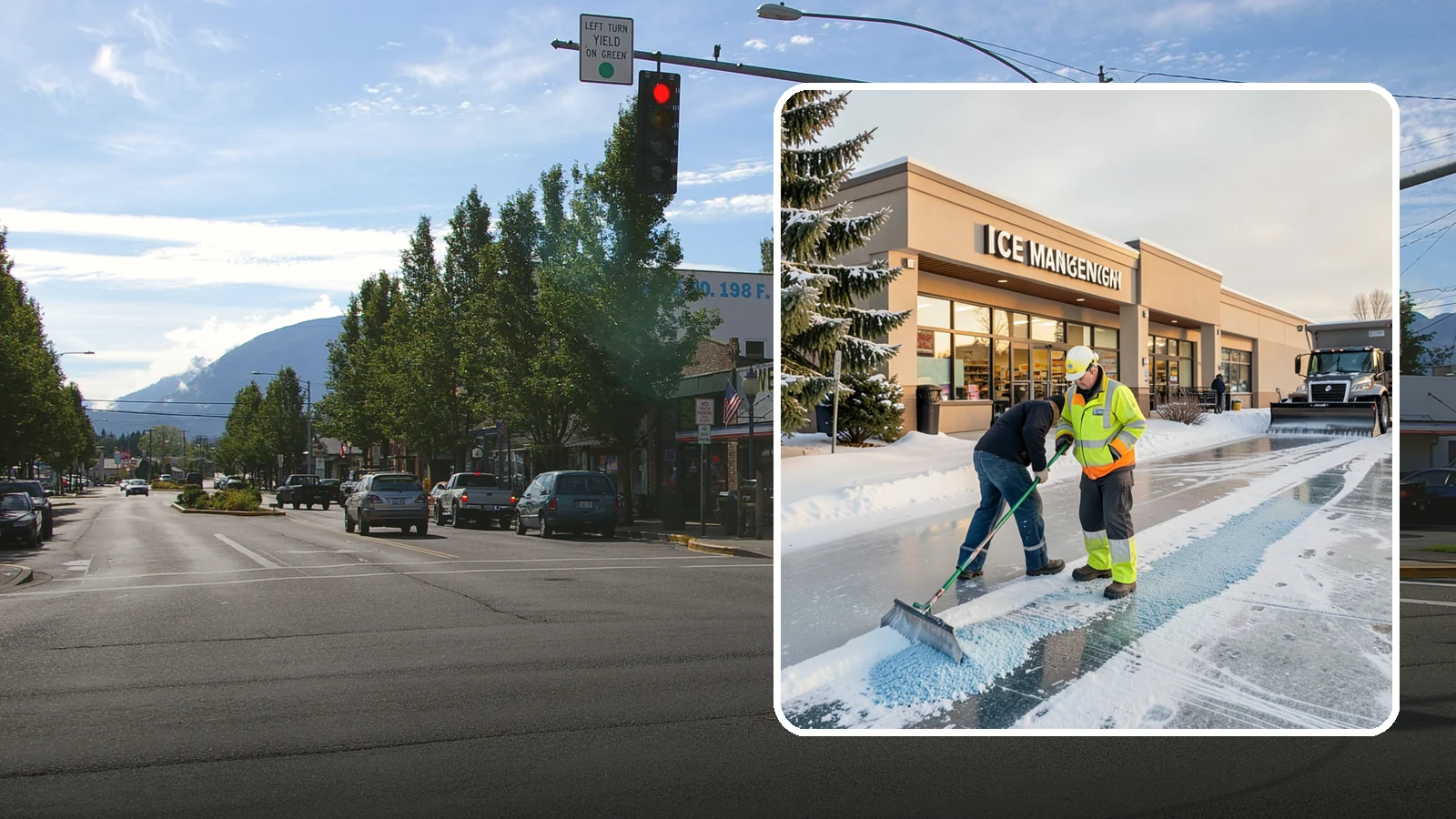 Grocery Store Deicing in North Bend, King County, WA - Deicing for grocery stores, keeping entrances, cart corrals, and loaded-customer paths safe during peak winter shopping.