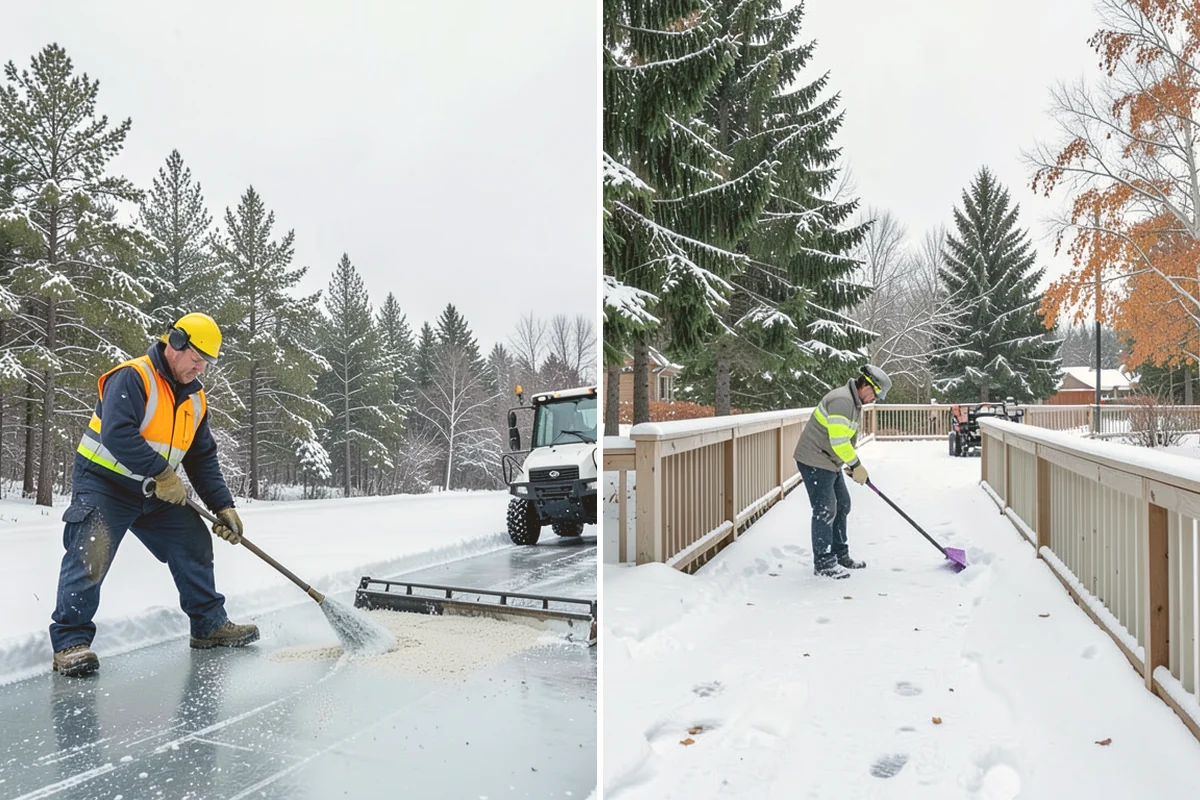 Grocery Store Deicing in Orting, Pierce County, WA - Map the entrance approach, cart corrals, and crosswalks