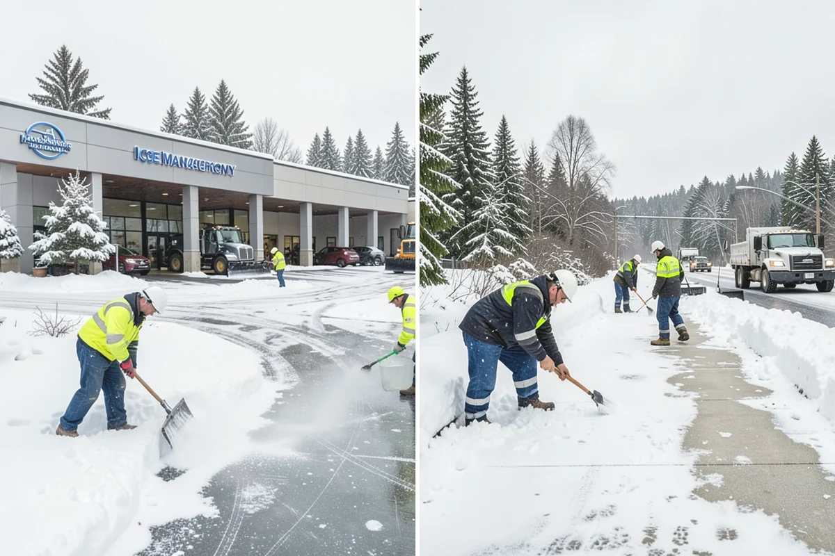 Grocery Store Deicing in Ruston, Pierce County, WA - Map the entrance approach, cart corrals, and crosswalks