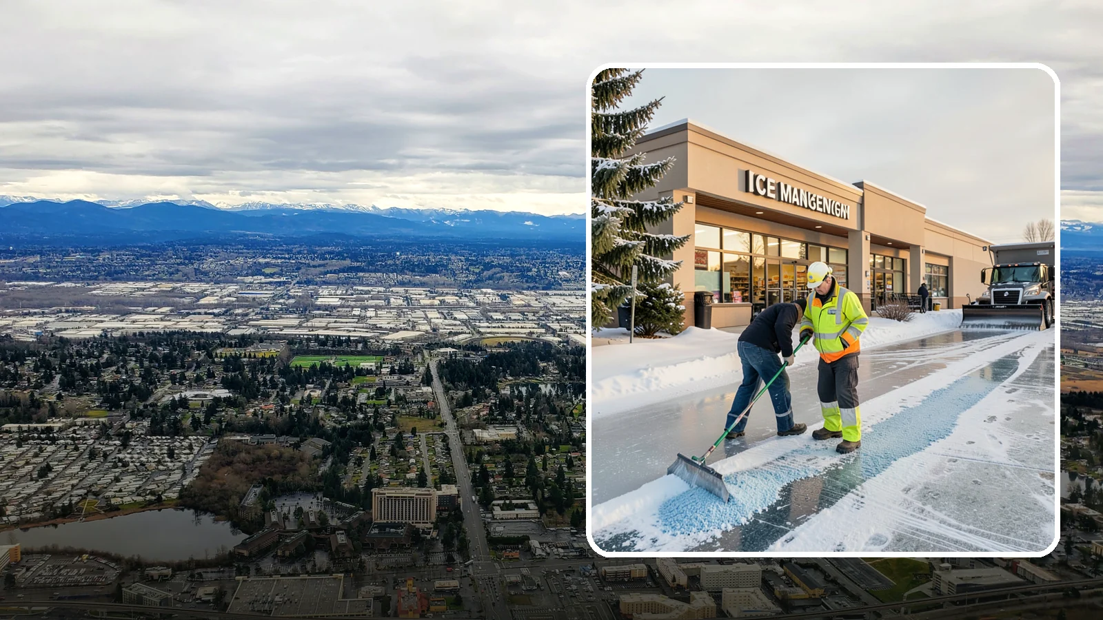 Grocery Store Deicing in SeaTac, King County, WA - Deicing for grocery stores, keeping entrances, cart corrals, and loaded-customer paths safe during peak winter shopping.