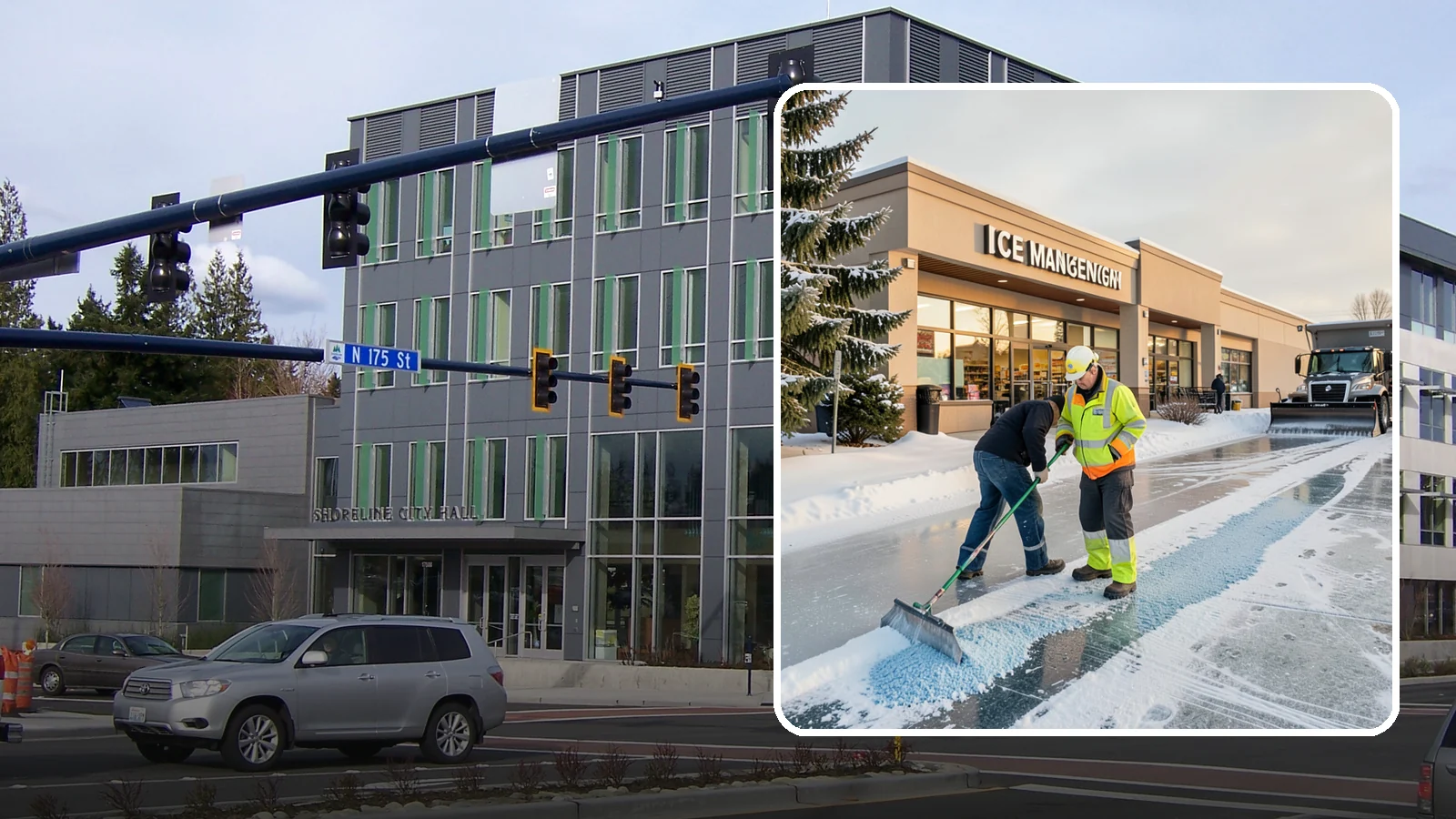 Grocery Store Deicing in Shoreline, King County, WA - Deicing for grocery stores, keeping entrances, cart corrals, and loaded-customer paths safe during peak winter shopping.