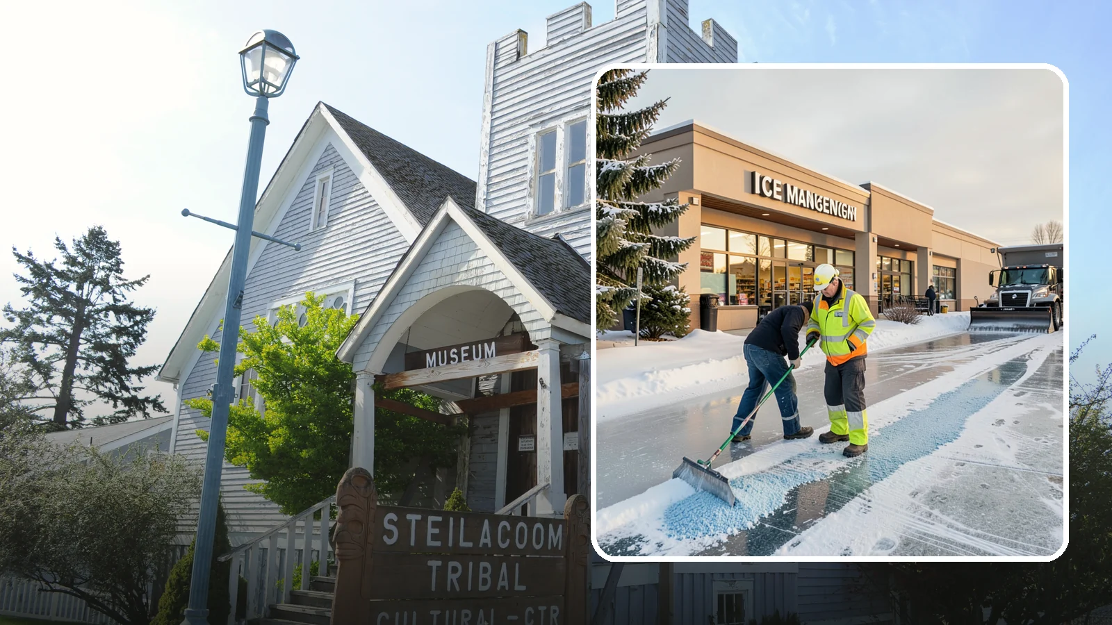 Grocery Store Deicing in Steilacoom, Pierce County, WA - Deicing for grocery stores, keeping entrances, cart corrals, and loaded-customer paths safe during peak winter shopping.