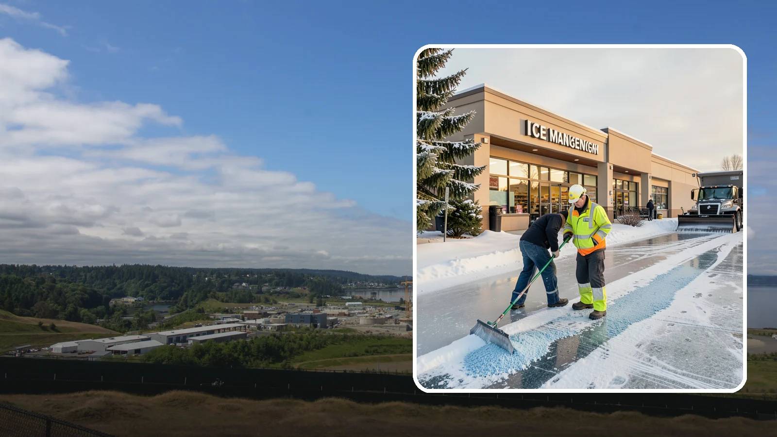 Grocery Store Deicing in University Place, Pierce County, WA - Deicing for grocery stores, keeping entrances, cart corrals, and loaded-customer paths safe during peak winter shopping.