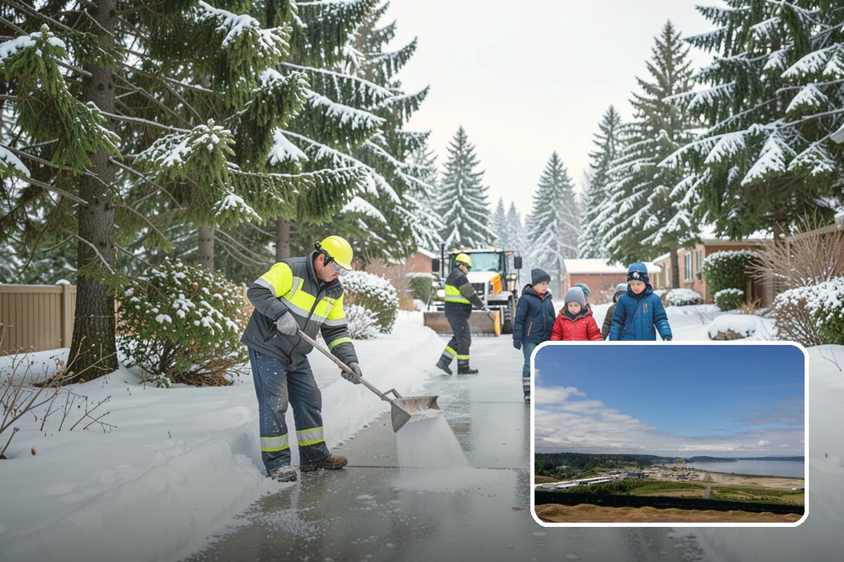 Grocery Store Deicing in University Place, Pierce County, WA - Protects shoppers pushing carts and carrying heavy bags